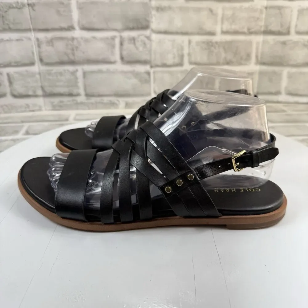 Cole Haan Francie Women’s Size 8.5 Black Strappy Casual Flat Sandals
